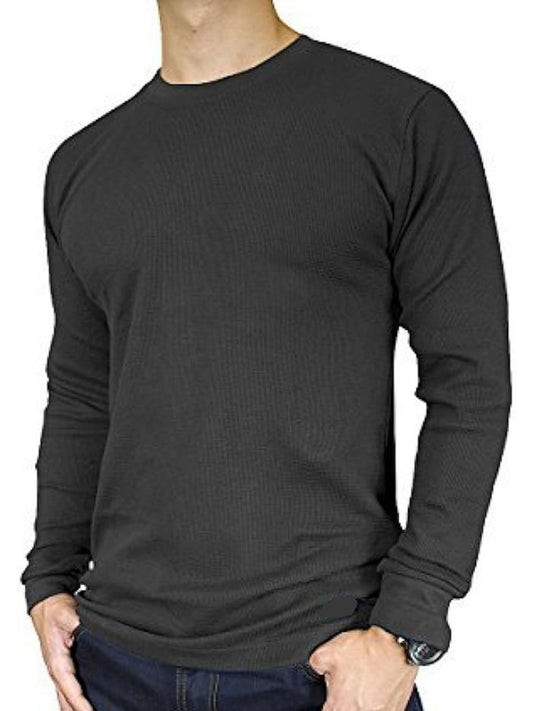 Men's Waffle Themal Crew Neck - Charcoal