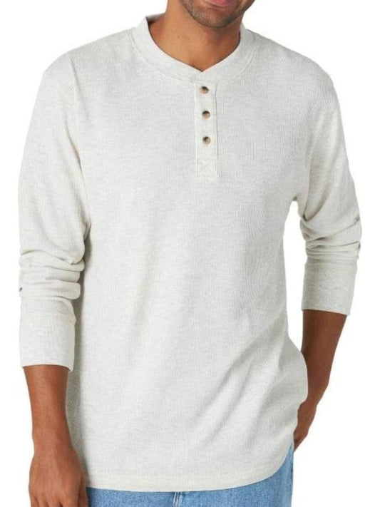 Men's Waffle Themal Henley Shirt - White